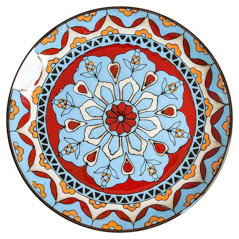 Hand painted ceramic plate round dinner plate