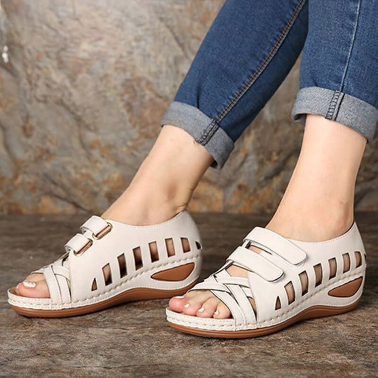 Solid color hollow women sandals