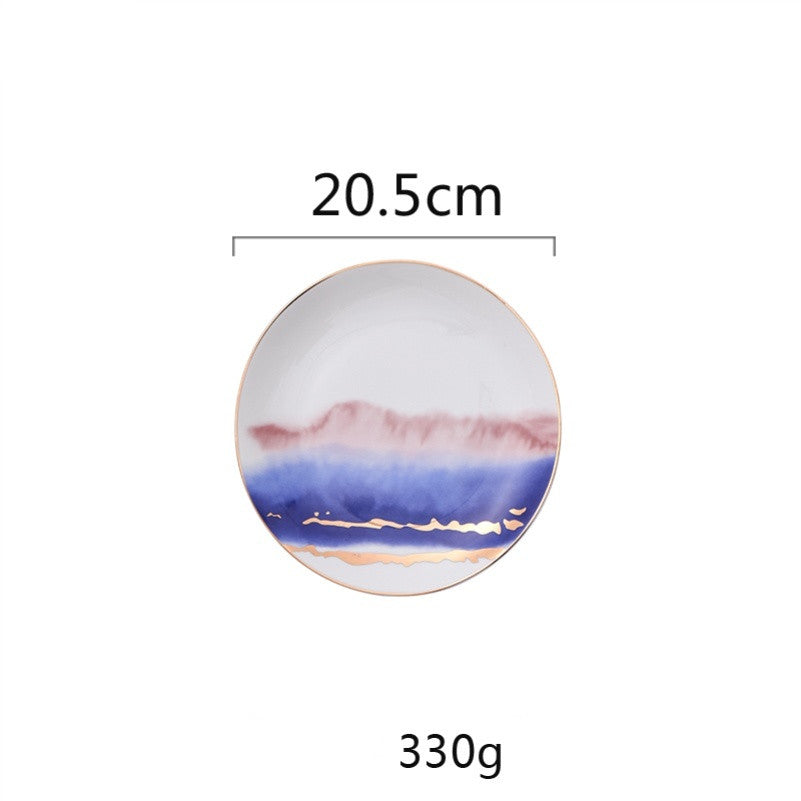 Landscape pattern ceramic dinner plate