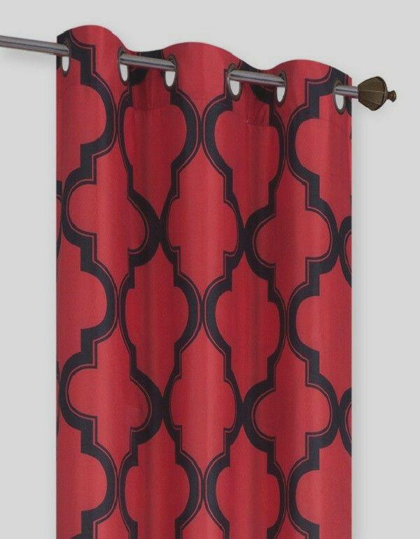 1/2pc set window curtain lined blackout grommet panel valance moroccan print