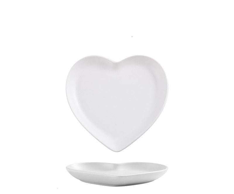 Heart Deco Pastel Ceramic Stone Dinner Plate Set