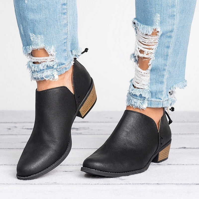 Autumn Women Shoes Retro High Heel Ankle Boots