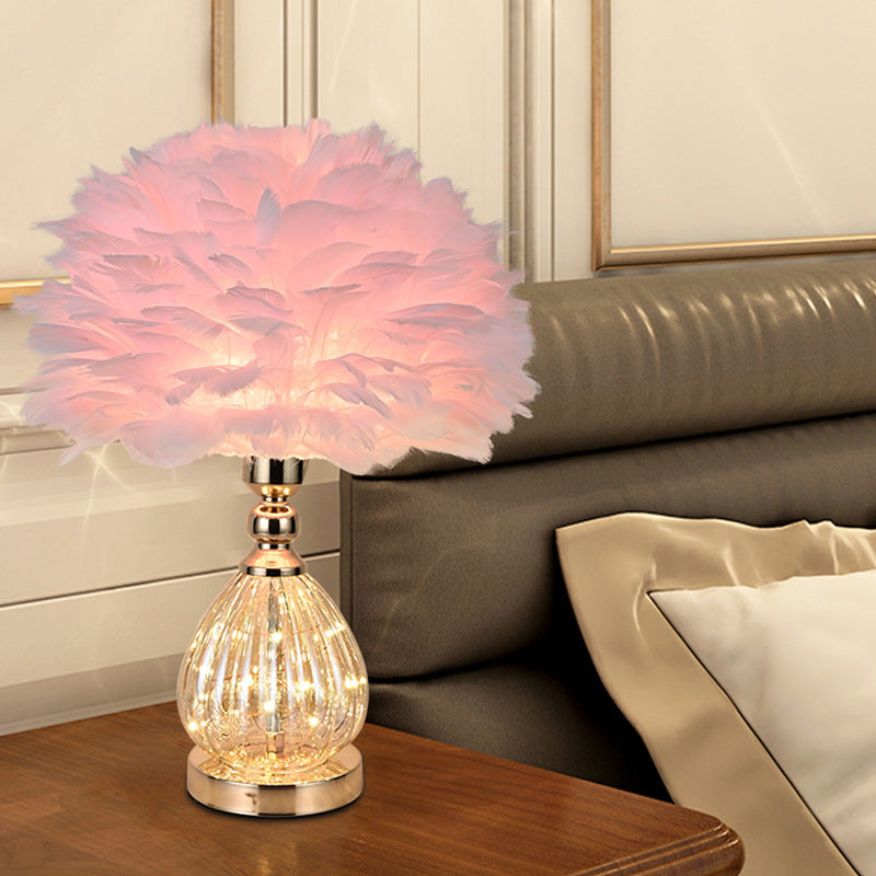 Fashionable And Creative Feather Lamp At The Bedside