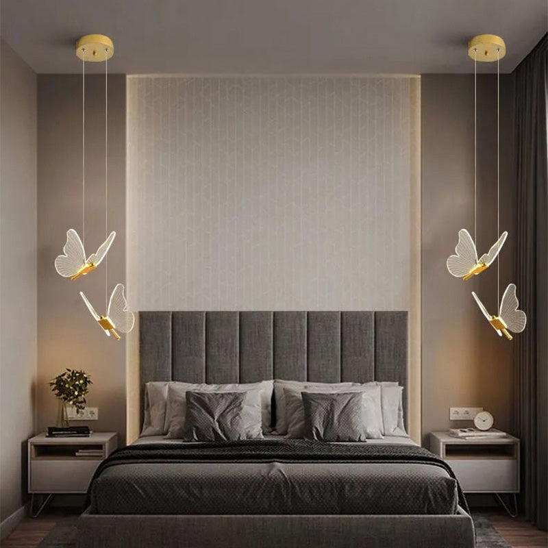 Long Line Modern Minimalist Bedroom Butterfly Bedside Chandelier Lamp