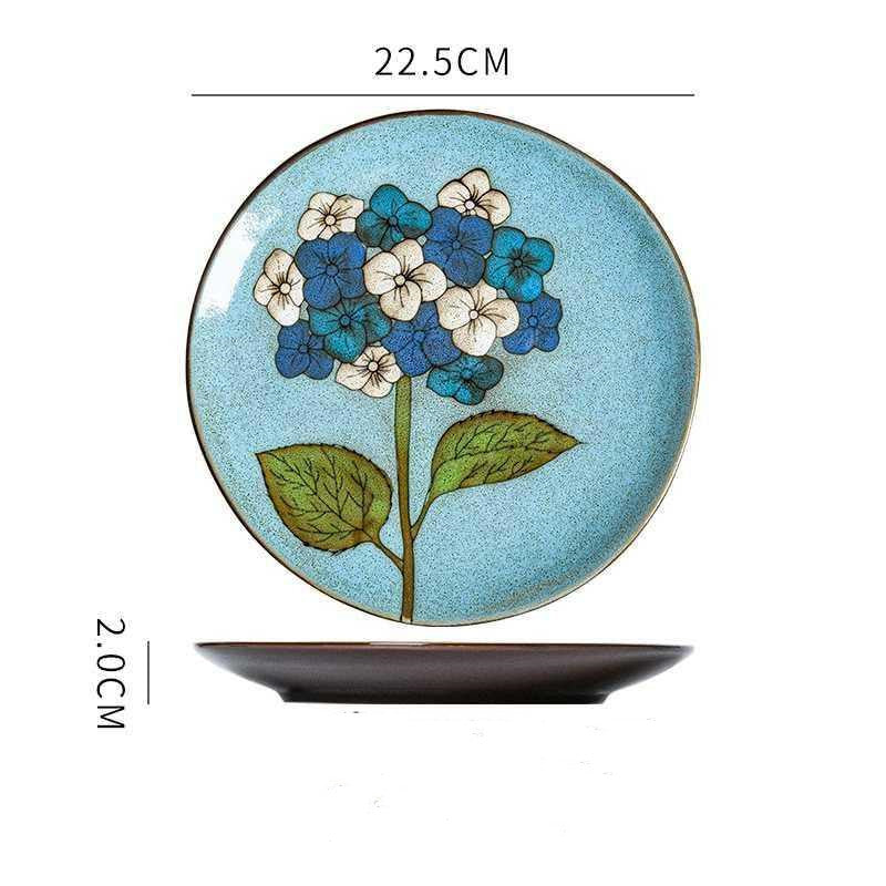 Hand painted ceramic plate round dinner plate