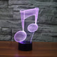 Musical note 3D colorful visual light Touch charging LED light