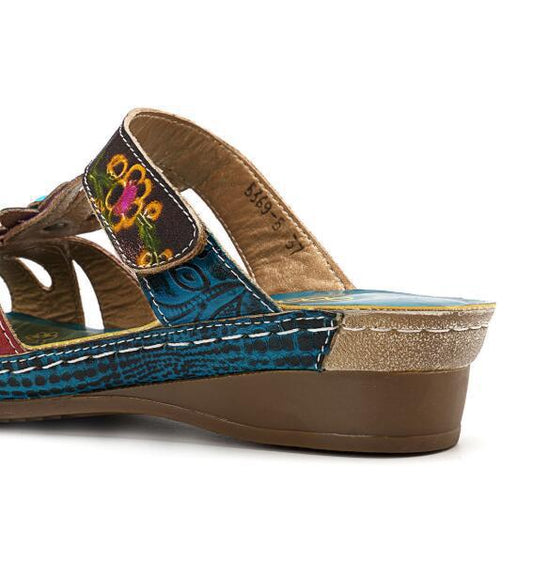 Women Sandals Heeled Slippers Ethnic Flower Sandals Female Summer Shoes