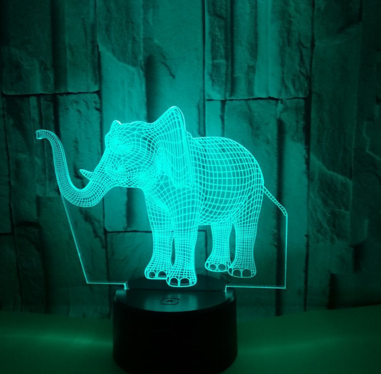 New elephant 3D light Colorful touch 3D LED visual light Gift decoration 3D small table lamp