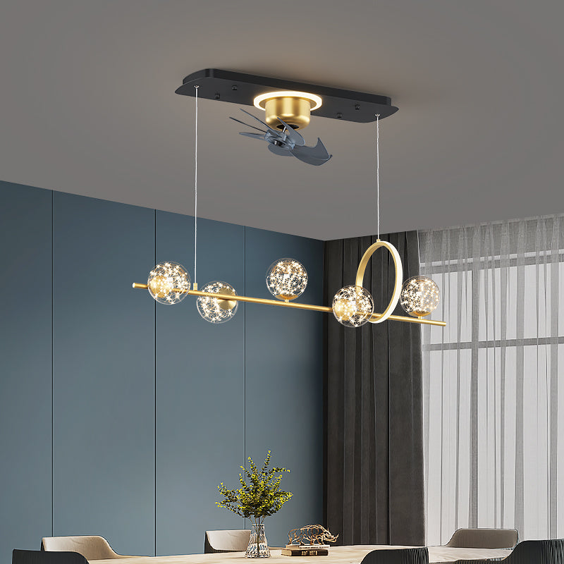 Living Room Nordic Luxury Intelligent APP Ceiling Fan Ceiling Light