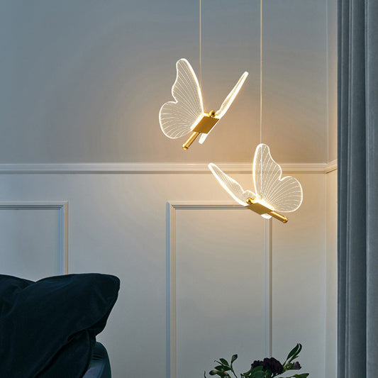 Long Line Modern Minimalist Bedroom Butterfly Bedside Chandelier Lamp