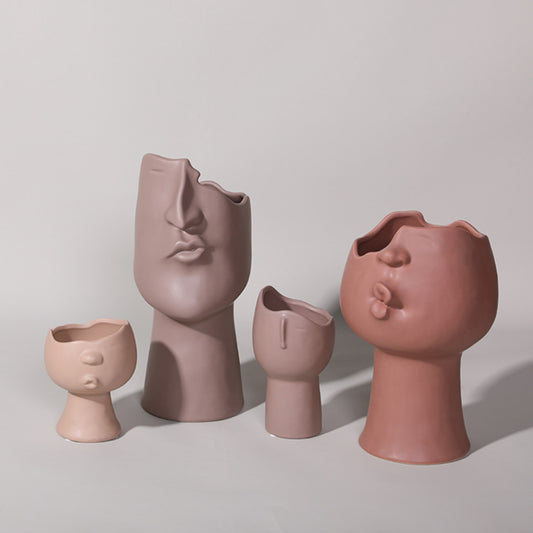 Simple Creative Face Ceramic Vase Ornament