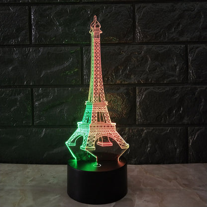 Eiffel Tower 3D visual night light creative colorful touch