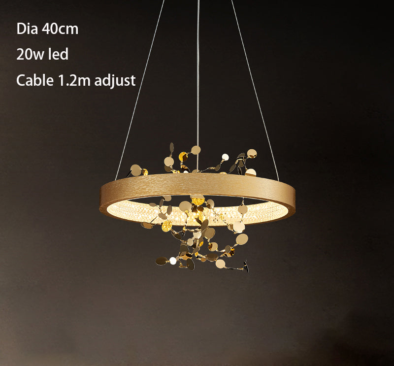 All Copper Living Room Pendant Lamp Modern Luxury Creative Circle Simple