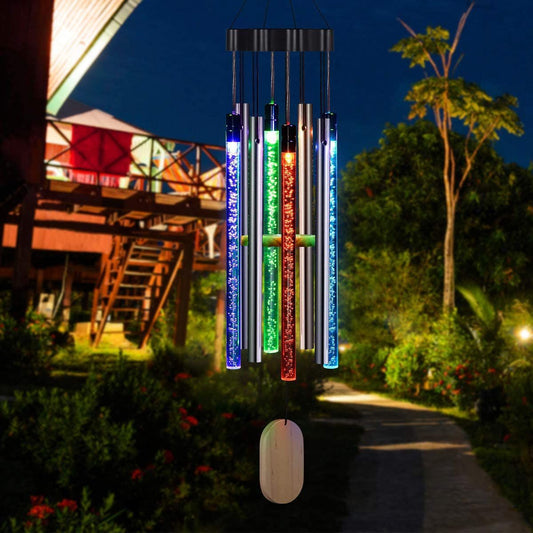 Solar wind chimes outdoor patio lamp