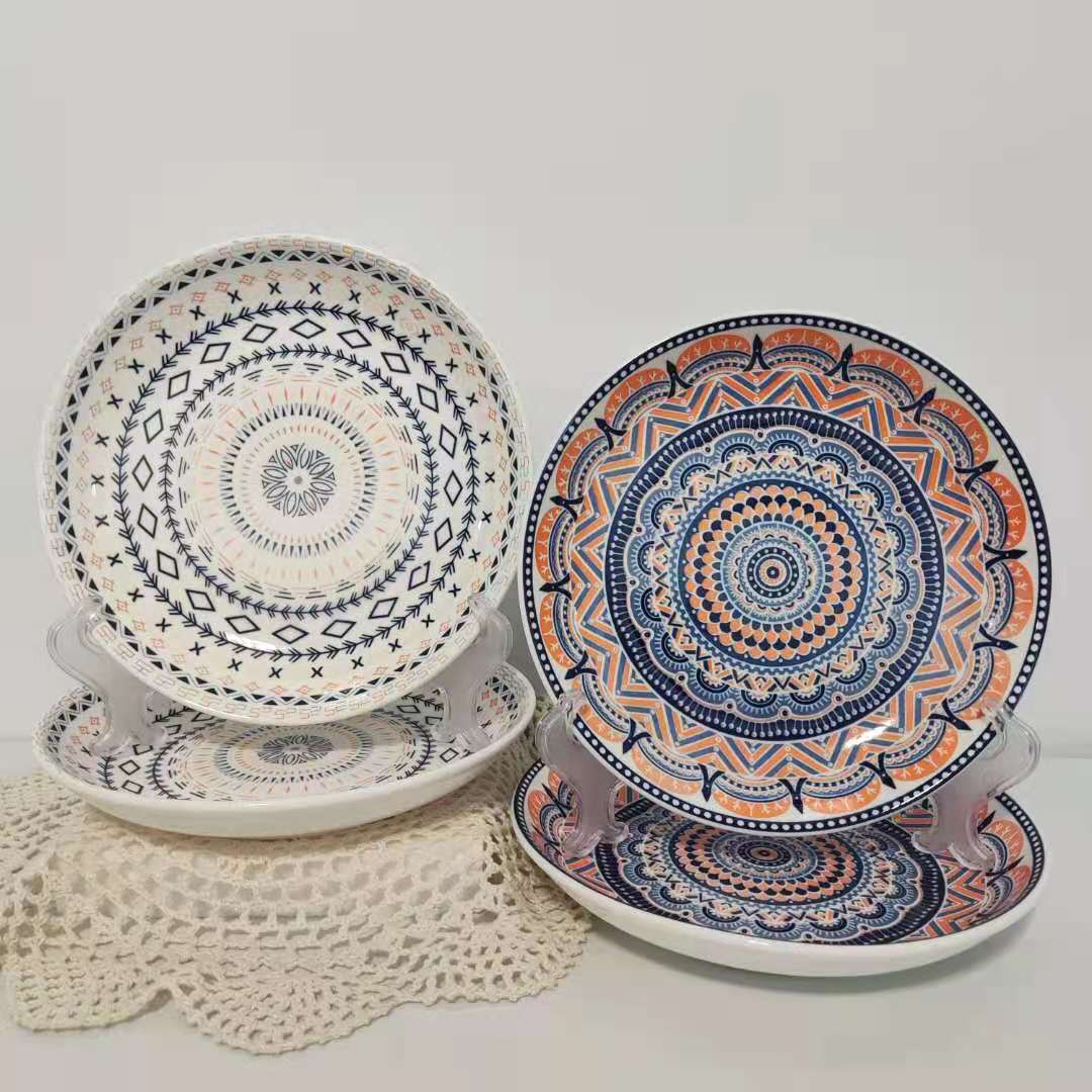 New 8Inch Boho Ceramic Breakfast Plate 4pcs