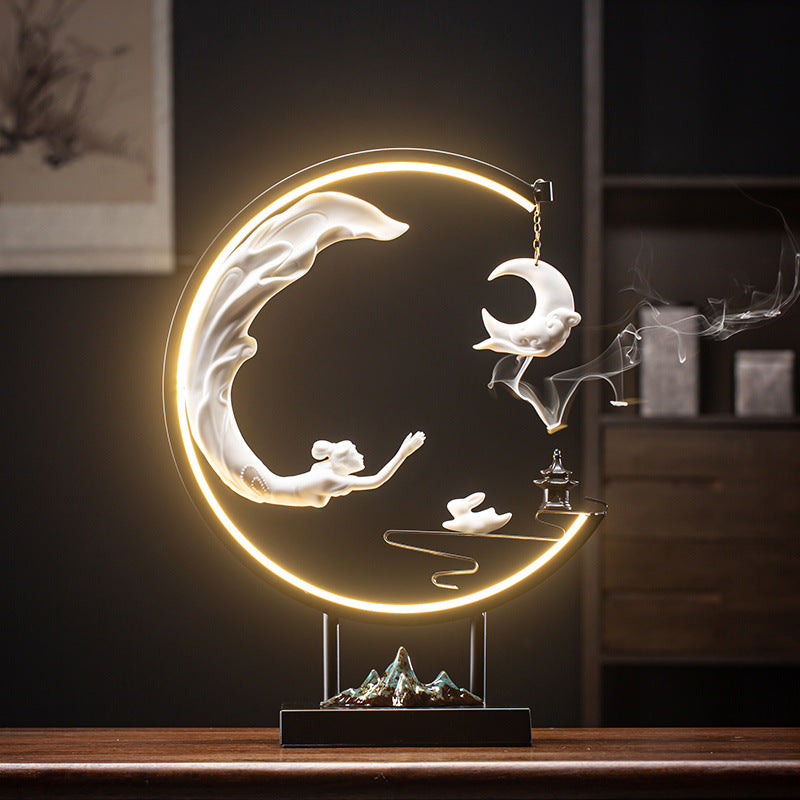 New Chinese Style LED Lamp Circle Living Room TV Cabinet Porch Zen