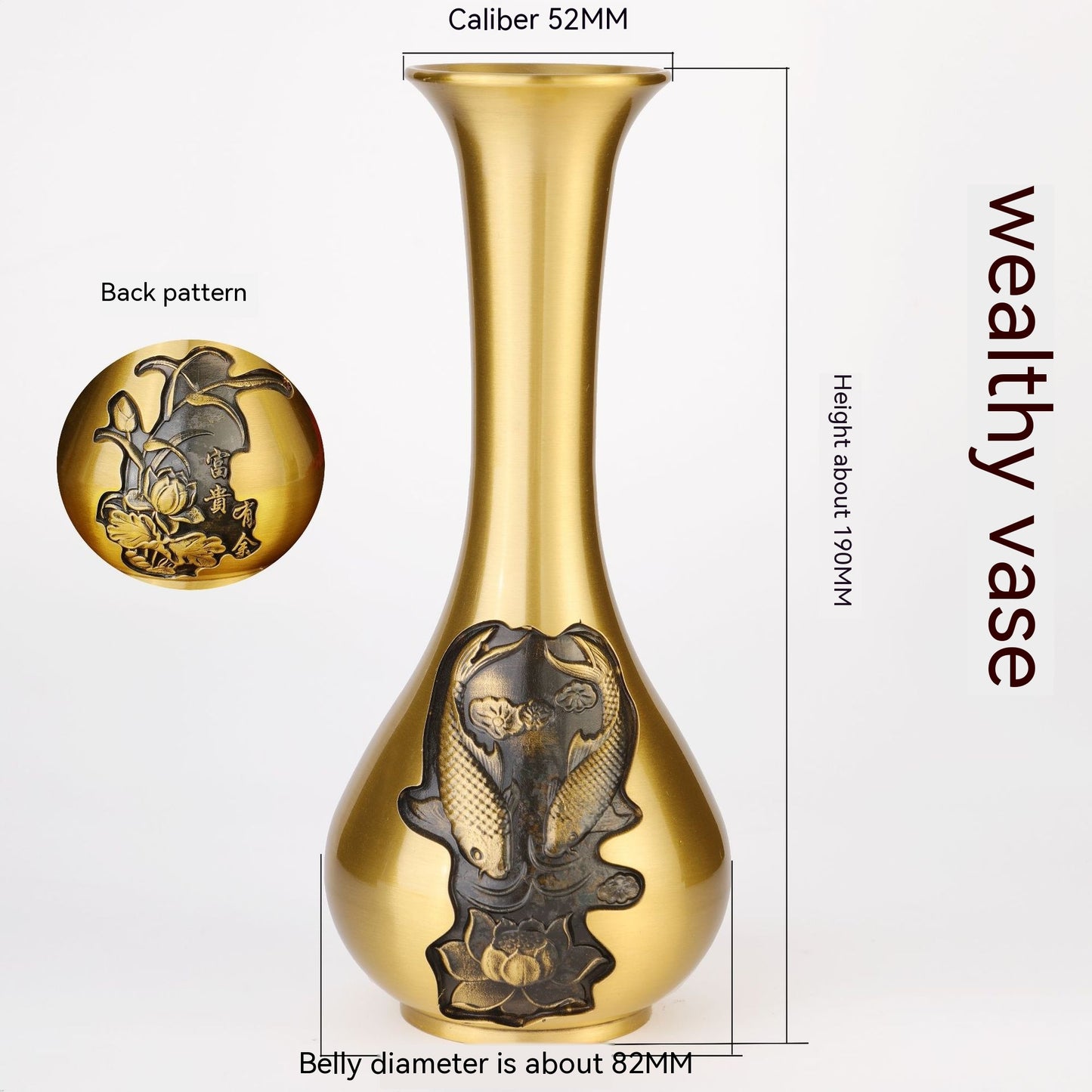 Pure Brass Vase Carving Decoration Mini