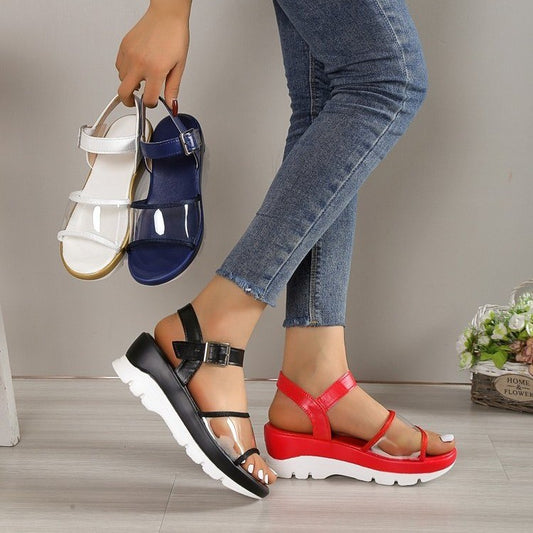 Women Sandals Summmer Buckle Shoes With PVC Transparent Design