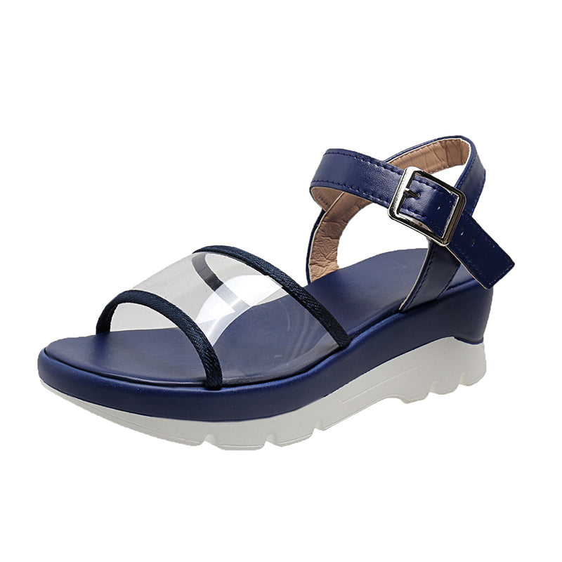 Women Sandals Summmer Buckle Shoes With PVC Transparent Design