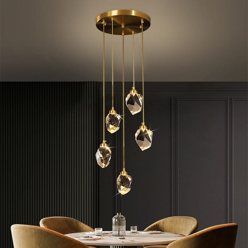 Nordic Restaurant Full Copper Crystal Chandelier