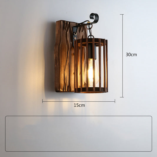 American Retro Industrial Style Solid Wood Creative Personality Nostalgic Wall Lamp