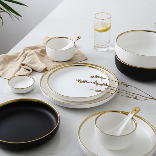 Luxury White Ceramic Stoneware Dinnerware Set