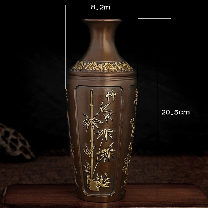 Pure Brass Vase Carving Decoration Mini