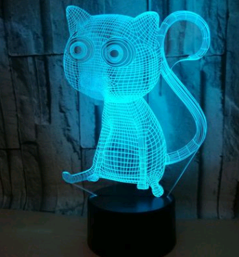 Colorful 3D Volt Cat Light 3D Light Illusion Light LED Light Acrylic Visual Stereo Light Touch USB Table Lamp