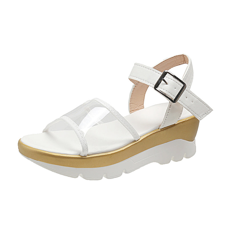 Women Sandals Summmer Buckle Shoes With PVC Transparent Design