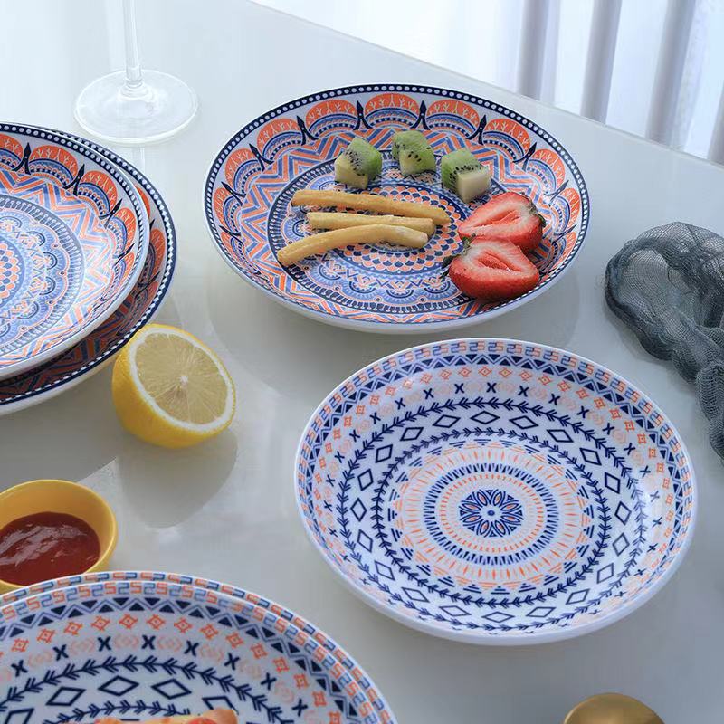 New 8Inch Boho Ceramic Breakfast Plate 4pcs