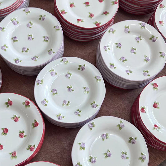 Underglaze Embossed Ceramic Snack Plate