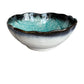 Luxury Blue Turquoise Blossom Crackle Glaze Stoneware Pottery Dinnerware Set