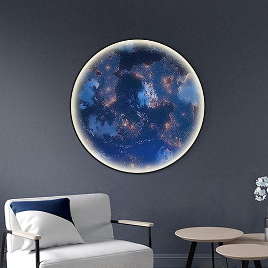 Round LED Light Decorative Painting Restaurant Wall Painting