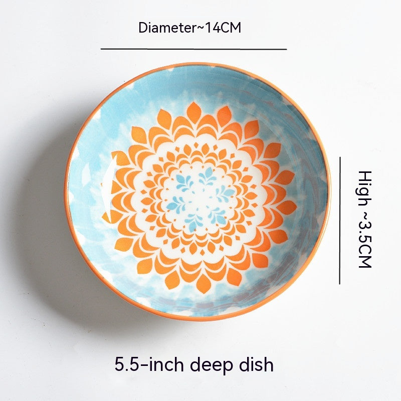 Underglaze Round Plate Ceramic Household Creative Seasoning Saucer Dish