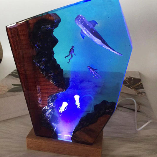 Creative Whale Diver Scenic Ocean Landscape Lamp