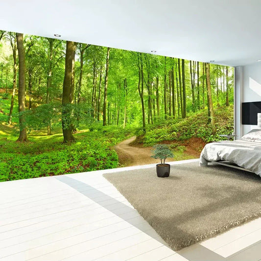 Custom 3D Photo Wallpaper Forest Tree Small Road Wall Mural Wall Painting For Living Room Bedroom Home Decor Papel De Parede