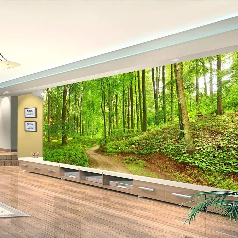 Custom 3D Photo Wallpaper Forest Tree Small Road Wall Mural Wall Painting For Living Room Bedroom Home Decor Papel De Parede