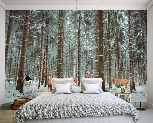 Custom 3D Photo Wallpaper Forest elk scenery Wall Painting Living Room Bedroom Background Wall Mural papel de pared