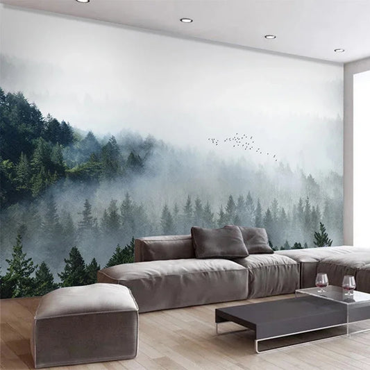Custom Mural Wallpaper 3D Cloud Foggy Forest Nature Scenery Wall Painting Living Room Study Background Wall Papel De Parede 3 D