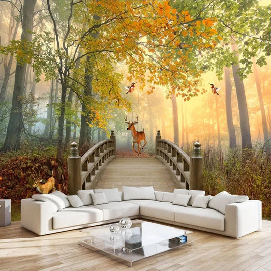 Custom Mural Wallpaper 3D Forest Elk Nature Scenery Painting Living Room TV Sofa Bedroom Background Wall Decor Papel De Parede