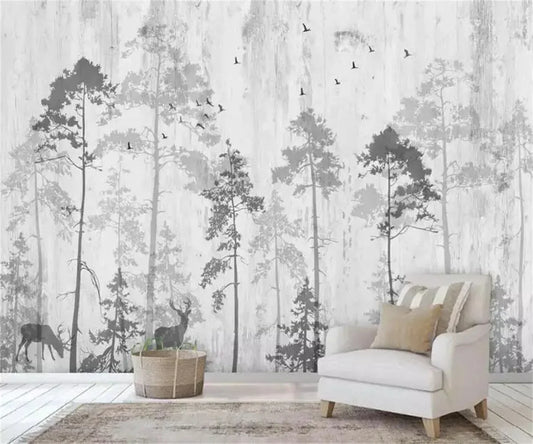 Custom photo wallpaper mural Nordic hand-painted dream forest elk TV background wall papel de parede 3d wallpaper
