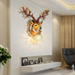 28 Inch Sculptured Good Fortune Deer Crystal Wall Lamp