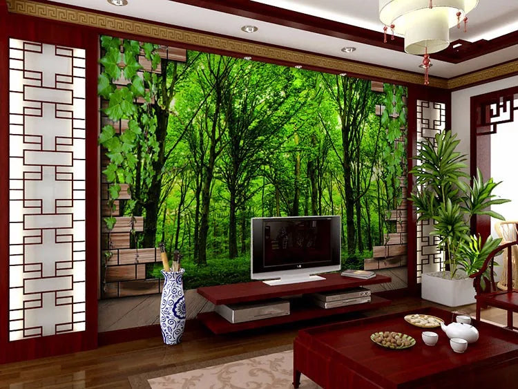 beibehang tiles forest scenery patterns papel de parede wallpaper for walls 3 d stereoscopic window photo paper murals flooring