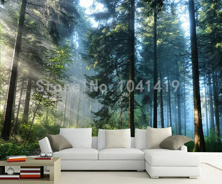 Custom 3D Sunshine Forest Nature Landscape Photo Mural Wallpaper Living Room Bedroom Backdrop Wall Design Mural Papel De Parede