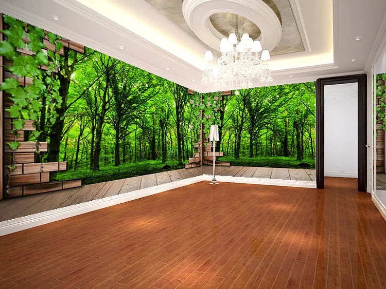 beibehang tiles forest scenery patterns papel de parede wallpaper for walls 3 d stereoscopic window photo paper murals flooring