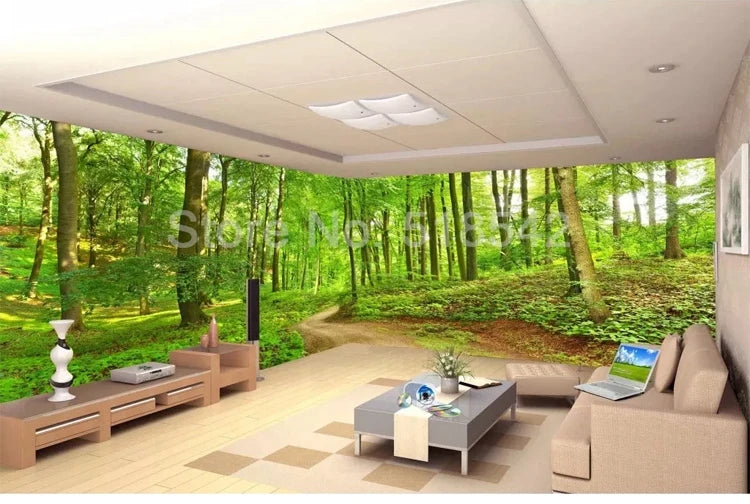 Custom 3D Photo Wallpaper Forest Tree Small Road Wall Mural Wall Painting For Living Room Bedroom Home Decor Papel De Parede