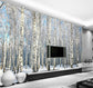 Custom 3D Wall Paper Natural Scenery Murals Winter Birch Forest Landscape Wallpaper Large Mural For Living Room Sofa TV Backdrop