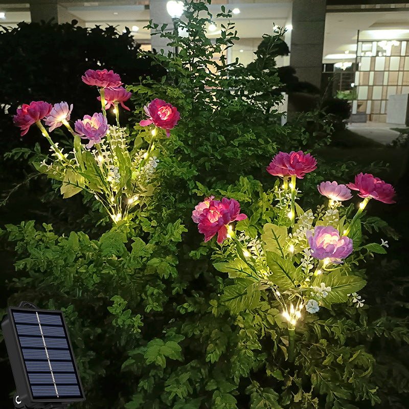 7-head Solar Snow Lotus Festive Lantern Outdoor Simulation