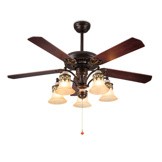 American Fan Chandelier Living Room Wood Leaf