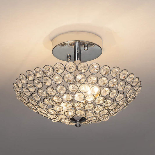 Crystal Bedroom Ceiling Lamp Round Mini And Simple